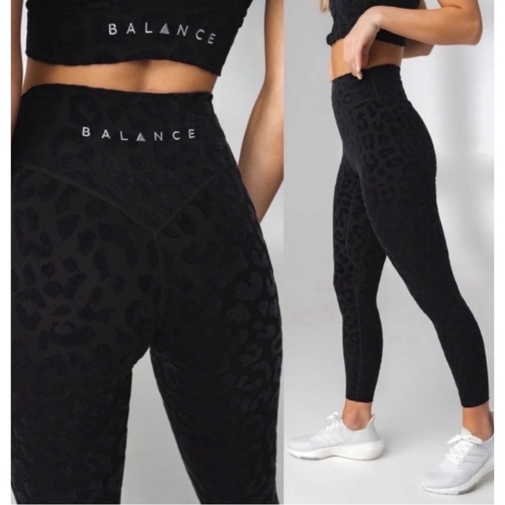 Balance Athletica Black Leopard Jacquard High-Waist Leggings